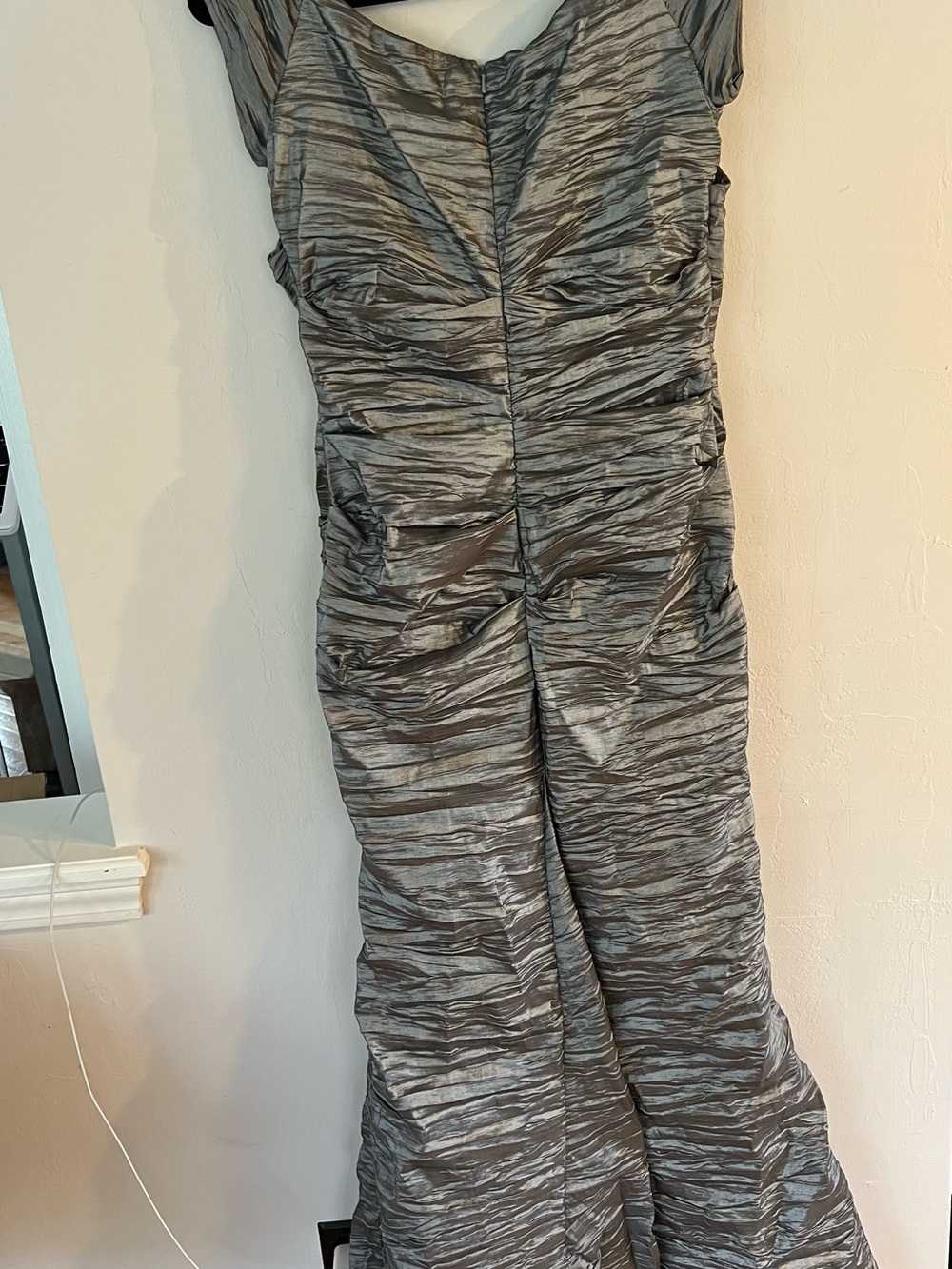 Alex Evenings Silver Ruched Evening Gown